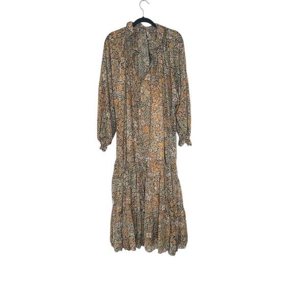 Free People-Feeling Groovie Long Sleeve Floral Maxi Dress Black Cambo Size M NWT - Picture 5 of 8